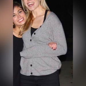 J. crew Gray cashmere cardigan with black buttons
